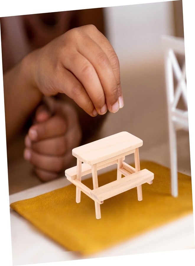 ERINGOGO Miniature Picnic Table Model Dollhouse Furniture Accessory 1 12 Scale Wooden Table and Chairs Doll House Prop for Display and Decoration - Image 5